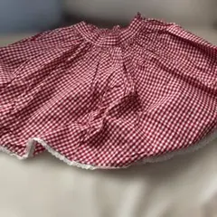 赤と白のチェック柄フリルスカート 100cm~