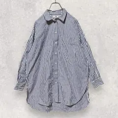 UNIQLO ユニクロ ストライプ シャツ L 白 青 長袖 シンプル 定番