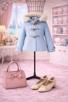 earth music&ecology 水色ダッフルコート ファー外し可能／管G