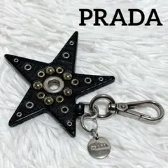 プラダ PRADA キーホルダー キーリング スカル シルバー×ブラック 激