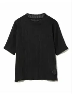 Ray BEAMS プリーツ ハイネック Tシャツ ブラックのサムネイル