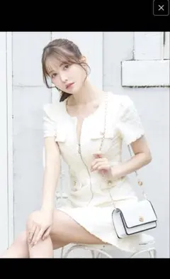 【新品未使用】JUWELS ジュエルズ ツイードドレス ホワイト Sサイズ