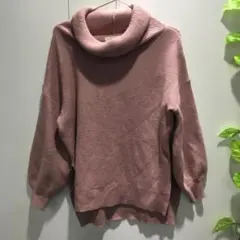 CECIL McBEE ニット タートルネック 長袖 M くすみピンク ゆったり