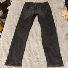 ダークグレー ハイウエスト ストレートデニム