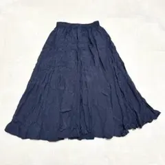 yt095 良品✨lbc ロング丈フレアスカート ネイビー ウエストゴム 綺麗めのサムネイル
