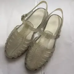 透明グリッターサンダル バックストラップ　L