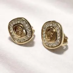 【Christian Dior】イヤリング カラーストーン 両耳 CDロゴ