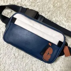 【極美品】COACH コーチ エッジ メンズ ボディバッグ レザー ネイビー