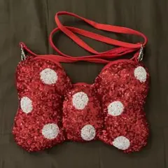 ディズニー　ミニーリボン　スパンコールショルダー　赤