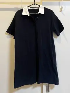 黒白 半袖ポロシャツ風 ワンピース GU