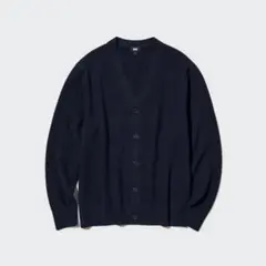 UNIQLO ウォッシャブルミラノリブVネックカーディガン 453763 L 紺