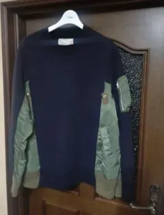 sacai MA-1 ドッキングスウェット トレーナー ネイビー×カーキ 2