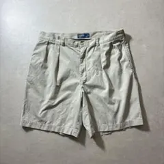 90s Ralph Lauren W38ワイドツータックチノショーツベージュ古着