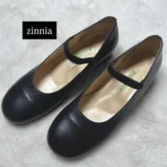 極美品　ジニア　ローヒール　パンプス クロ　23　ラウンドトゥ　メリージェーン