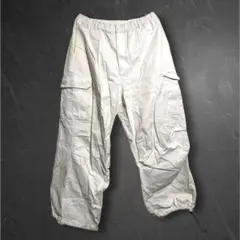 メンズ 白パンツ L ワイド バギー ウエストゴム ストリート
