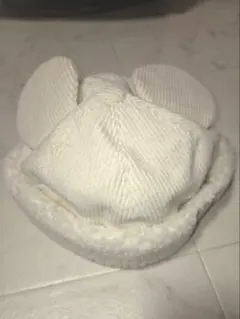 【ディズニー】ミッキー　キャップ　耳付き　ホワイト