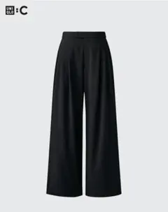 UNIQLO:C ユニクロ 感動タックワイドパンツ ブラック 黒 L　ワイド