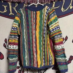 COOGIクージー3Dニット セーター 90s ヴィンテージ マルチカラー 古着