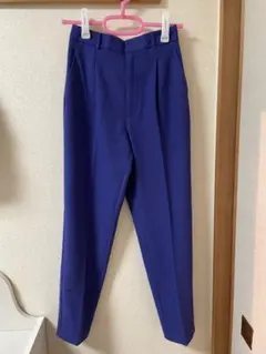 GUレディース 起毛タックテーパードパンツ ブルー S 342762 あったか