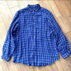 Polo Ralph Lauren ネイビー系チェックリネン長袖シャツ