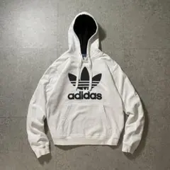 adidas Originalsトレフォイルロゴ 白パーカー カナダ製フーディー