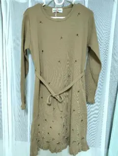 タグ付き未使用 ギャラリービスコンティ 花柄刺繍ニットワンピース 〈日本製〉