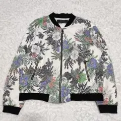 ZARA ボタニカル 総柄 花柄 ブルゾン サッカー素材 L