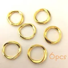 【値下げ中】変形リングチャーム＊ツイストリング＊②＊6個＊ゴールド＊