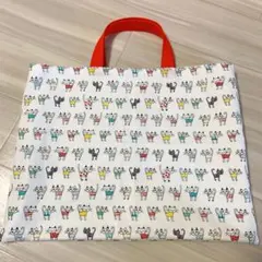 【ハンドメイド】カラフル猫柄のレッスンバッグ　ねこ柄　手提げバッグ　通園通学