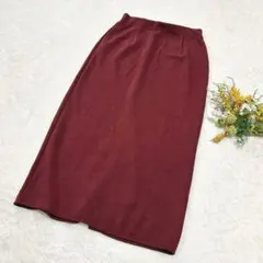 【ユニクロ】UNIQLO ストレッチダブルフェイスナロースカート ワイン M ●のサムネイル