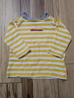 mikiHOUSE 長袖Tシャツ 黄色と白のストライプ