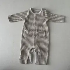 Baby Gap ボーダーカバーオール くまポケット