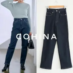 新品タグ付き COHINA DENIM スリムストレート 低身長 小柄さん
