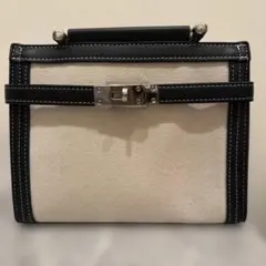激安⭐️キャンバス×レザー ハンドバッグ ブラック