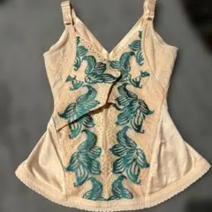 65 コントロールキャミソール花柄刺繍 ボディスーツ