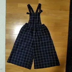 GU　女児　ネイビー チェック柄 サロペット　140