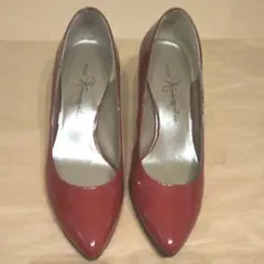 銀座かねまつ パンプス エナメル 赤