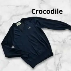 【美品】Crocodile クロコダイル ニットカーディガン ネイビー Mのサムネイル