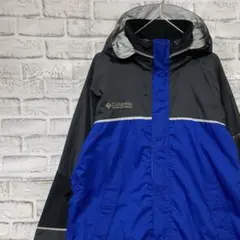 コロンビア　マウンテンパーカー　ブルーMロゴ刺繍アウトドア909