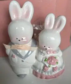 ウサギ ブライダル バンク グレー S 貯金箱