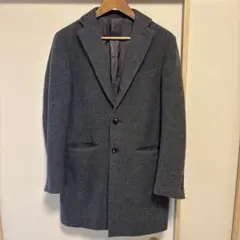 グレー チェスターコート ウール混合
