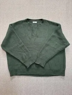 【LOWRYS FARM】緑/ セーター/フリーサイズ/デザインニット/カーキ