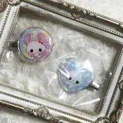 平成ファンシー おはじきシール風 まえがみクリップ まる ハート