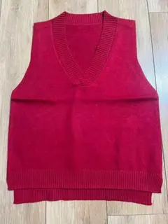 【新品未使用】在庫処分大特価 ベスト 秋 フリーサイズ　Vネック ニットベスト