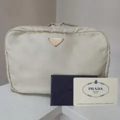 PRADA アイボリー ナイロンポーチ 認証カード付