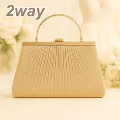 プリーツゴールドフォーマルバック　結婚式　二次会　かわいい高見え　韓国　クラッチ