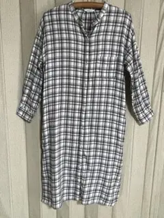 Samansa Mos2 blueチェック柄シャツワンピース