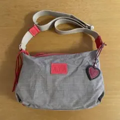 チェック柄ショルダーバッグ グレー レッド