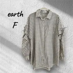 earth チェック柄 長袖　半袖　フリーサイズ　シャツ　ブラウス