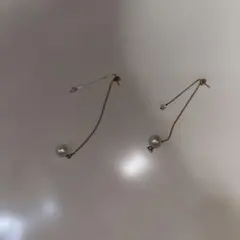 パール付きゴールドフックピアス